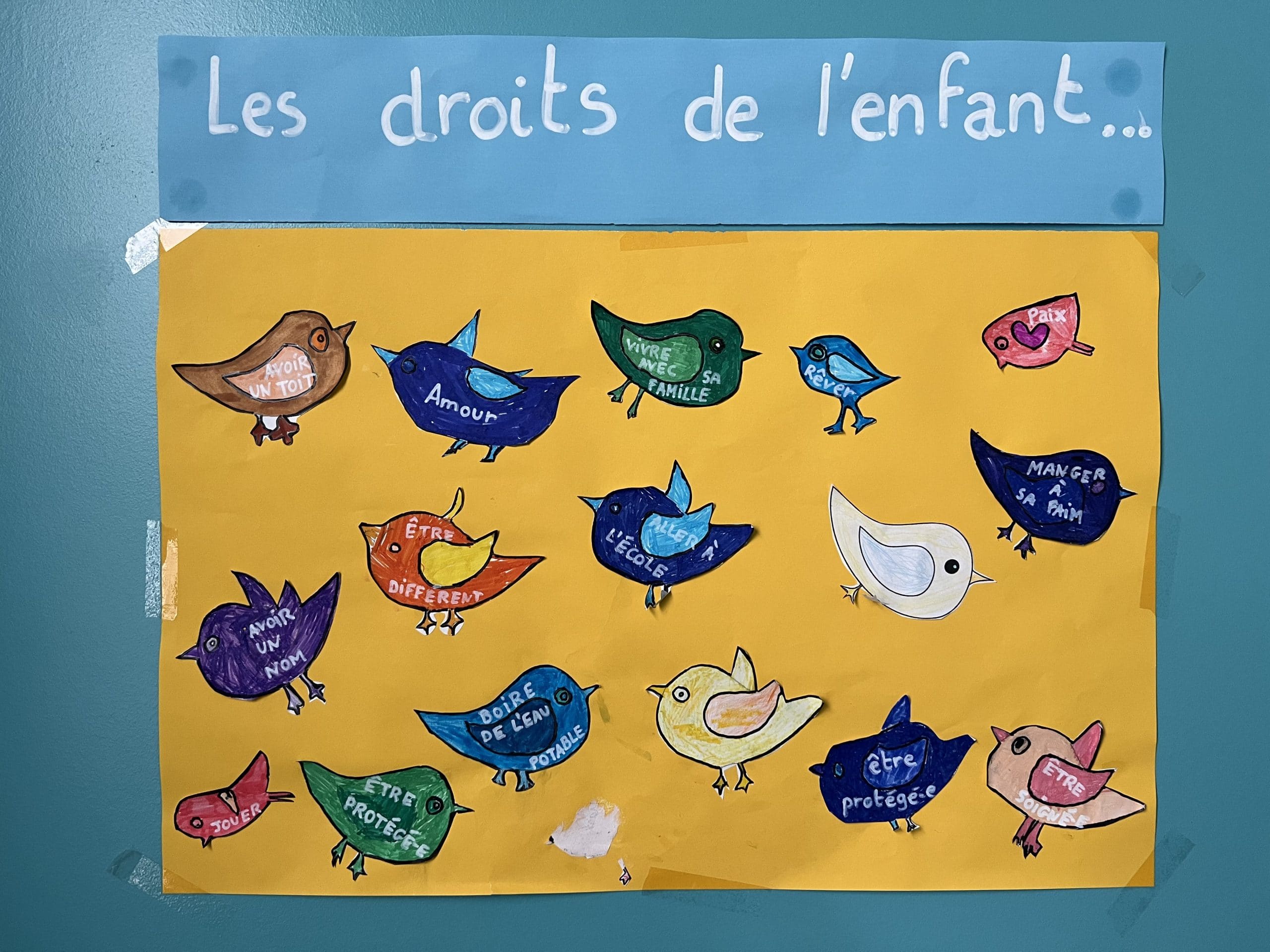 Affiche réalisée par les enfants sur les droits de l'enfant